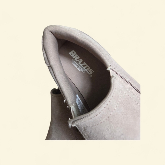 Women's Bazos Tan Suede Steel Toe Loafers Slip On Size 10 - Picture 2 of 6